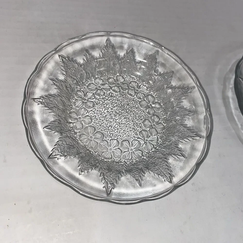 2 VINTAGE KIG INDONESIA PRESSED CLEAR GLASS 6